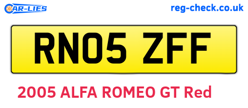 RN05ZFF are the vehicle registration plates.