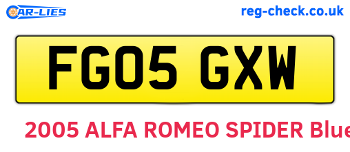 FG05GXW are the vehicle registration plates.
