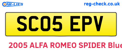 SC05EPV are the vehicle registration plates.