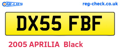 DX55FBF are the vehicle registration plates.