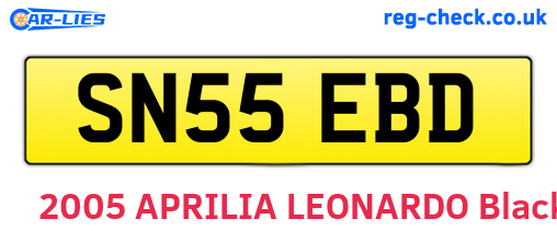 SN55EBD are the vehicle registration plates.