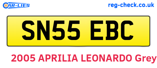 SN55EBC are the vehicle registration plates.