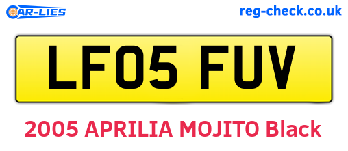 LF05FUV are the vehicle registration plates.
