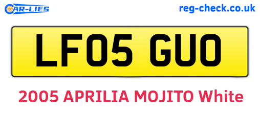 LF05GUO are the vehicle registration plates.