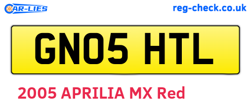 GN05HTL are the vehicle registration plates.