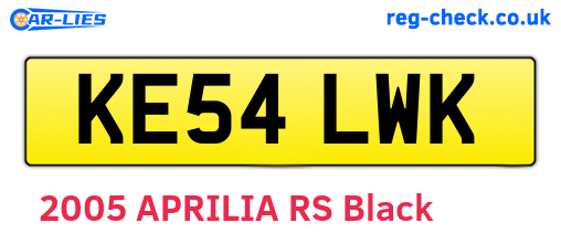 KE54LWK are the vehicle registration plates.