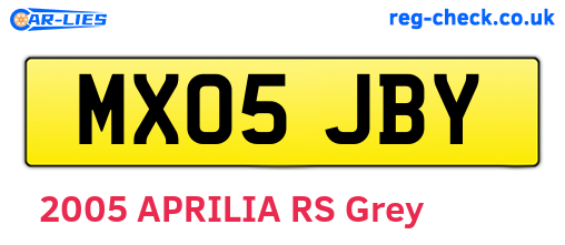 MX05JBY are the vehicle registration plates.