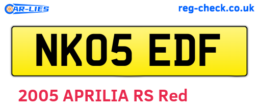 NK05EDF are the vehicle registration plates.