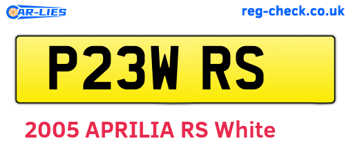 P23WRS are the vehicle registration plates.
