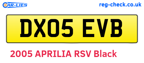 DX05EVB are the vehicle registration plates.