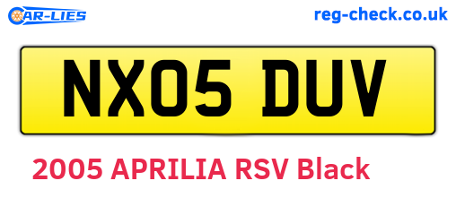 NX05DUV are the vehicle registration plates.