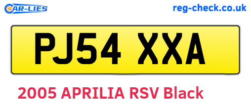 PJ54XXA are the vehicle registration plates.