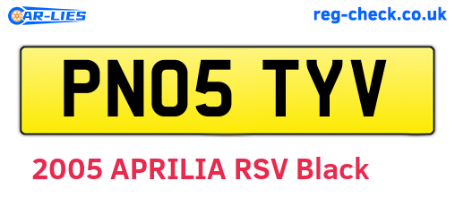 PN05TYV are the vehicle registration plates.
