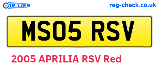 MS05RSV are the vehicle registration plates.