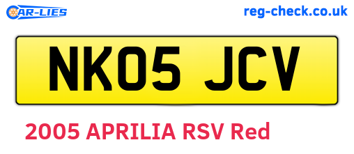 NK05JCV are the vehicle registration plates.