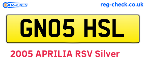 GN05HSL are the vehicle registration plates.