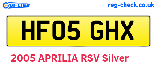 HF05GHX are the vehicle registration plates.