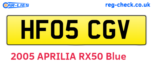 HF05CGV are the vehicle registration plates.