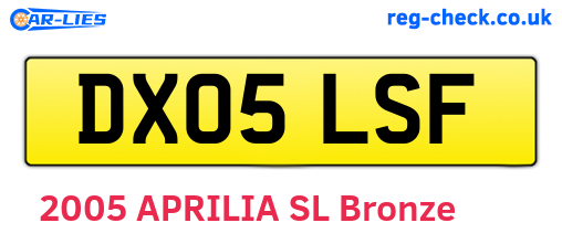 DX05LSF are the vehicle registration plates.