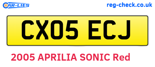 CX05ECJ are the vehicle registration plates.