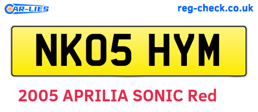 NK05HYM are the vehicle registration plates.