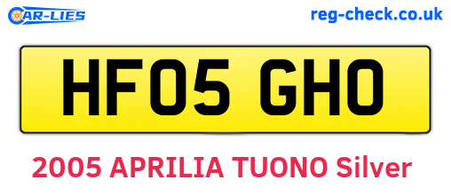 HF05GHO are the vehicle registration plates.