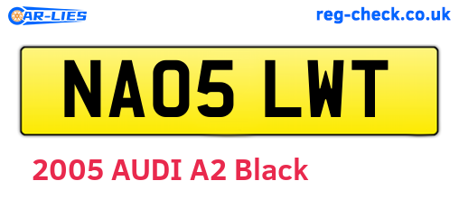 NA05LWT are the vehicle registration plates.
