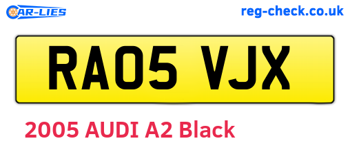 RA05VJX are the vehicle registration plates.