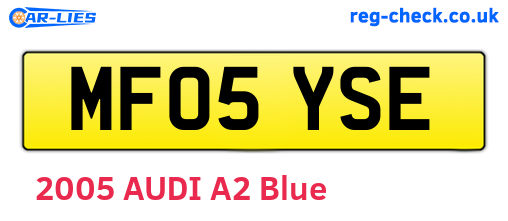 MF05YSE are the vehicle registration plates.