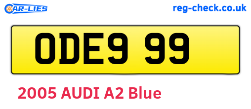 ODE999 are the vehicle registration plates.