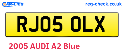 RJ05OLX are the vehicle registration plates.