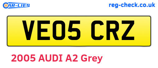VE05CRZ are the vehicle registration plates.