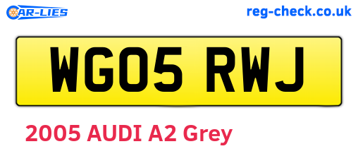 WG05RWJ are the vehicle registration plates.