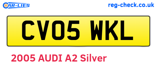 CV05WKL are the vehicle registration plates.
