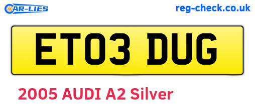 ET03DUG are the vehicle registration plates.