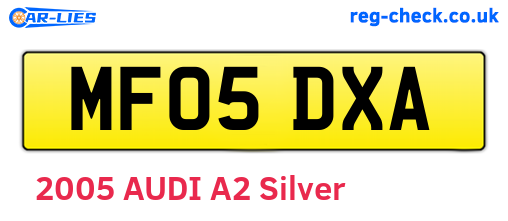 MF05DXA are the vehicle registration plates.
