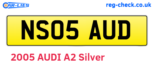 NS05AUD are the vehicle registration plates.