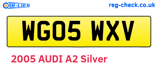 WG05WXV are the vehicle registration plates.