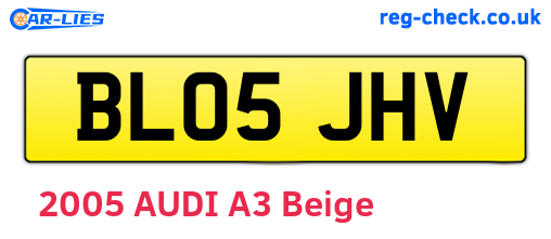 BL05JHV are the vehicle registration plates.