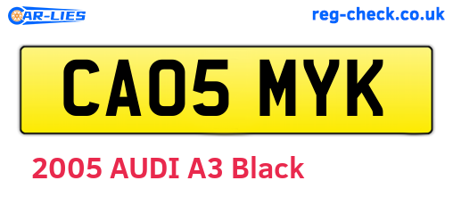 CA05MYK are the vehicle registration plates.