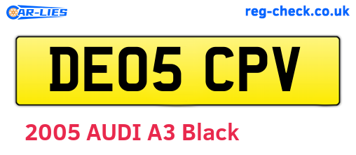 DE05CPV are the vehicle registration plates.