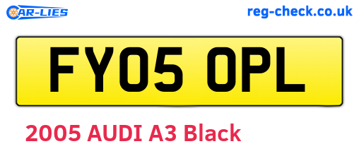 FY05OPL are the vehicle registration plates.