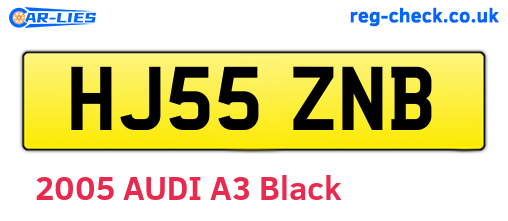 HJ55ZNB are the vehicle registration plates.