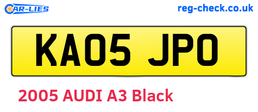 KA05JPO are the vehicle registration plates.