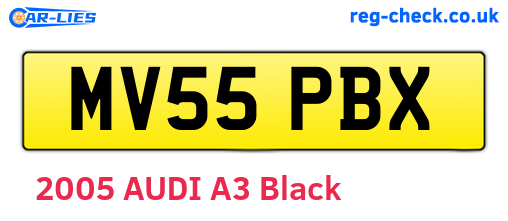 MV55PBX are the vehicle registration plates.