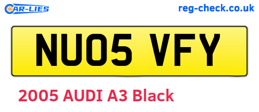 NU05VFY are the vehicle registration plates.
