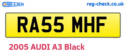 RA55MHF are the vehicle registration plates.