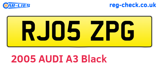 RJ05ZPG are the vehicle registration plates.