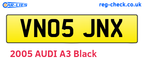 VN05JNX are the vehicle registration plates.