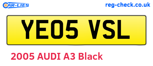 YE05VSL are the vehicle registration plates.